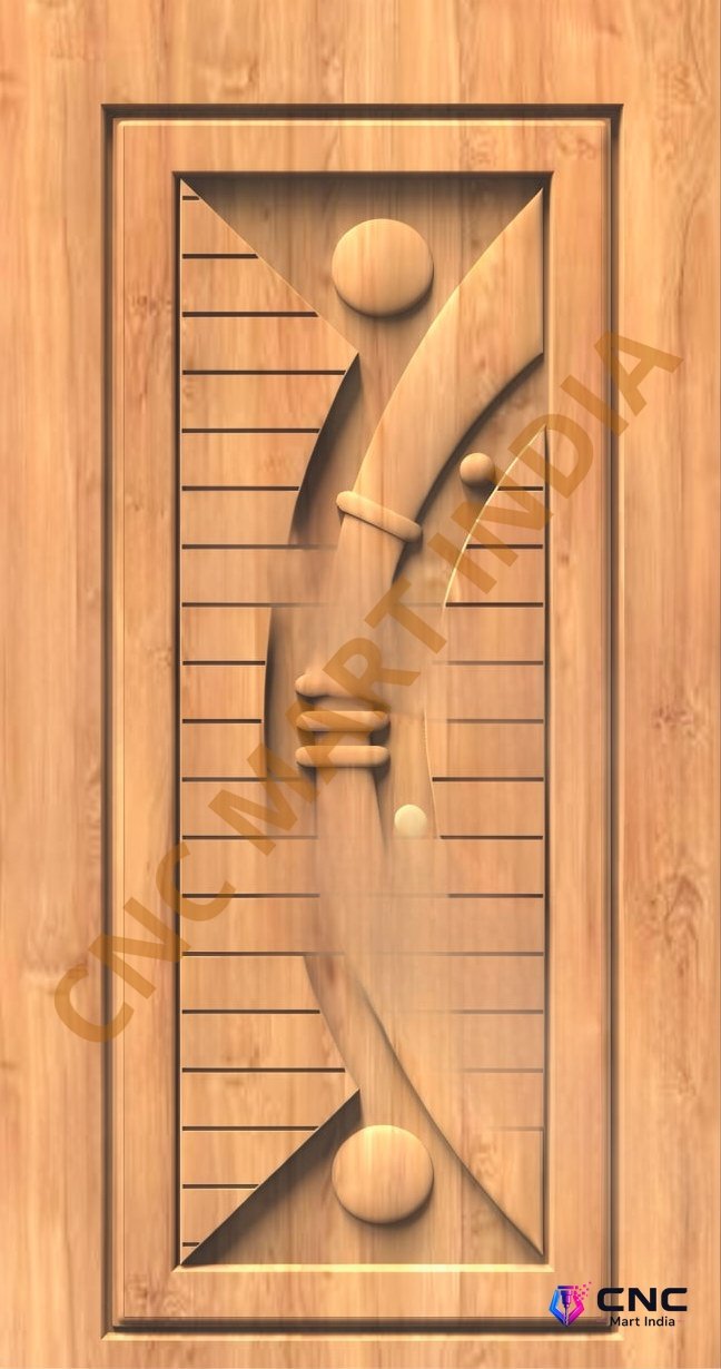 GSK EMBOSSING - EMD-46 Abstract Modern Wave Carved Wooden Door 3D Model